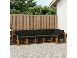 Vidaxl Conjunto De Sofás Para Exterior 6 Unid. Natural E Preto