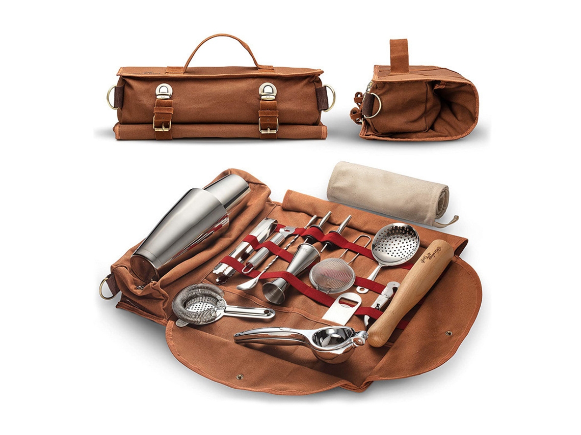 Bolsa De Transporte Para Barman, Kit Criativo Em Lona, Utensílios De Bar, Coqueteleira