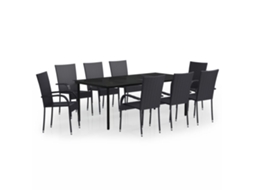 Garden Dining Set, Garden Dining Sets Vidaxl Preto Rattan / Vime (mesa Com 200 Cm De Comprimento)