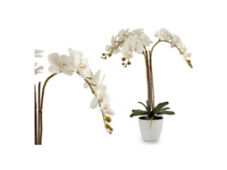 Planta Decorativa Orquídea Branca Plástico 44 X 88 X 60 Cm