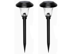 Conjunto De 2 Luminárias Solares De Jardim À Prova D'água, Feitas De Aço Inoxidável E Vidro, Com Leds, Para Iluminação Decorativa De Jardins.