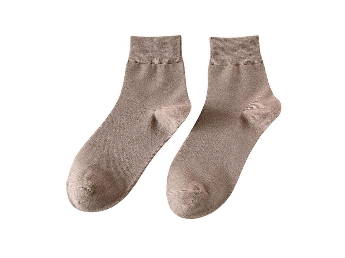 Calcetines Unisex De Algodón Medios Antideslizantes Elásticos Respirantes Suaves Sin Olor Color Sólido De Alta Calidad Café Claro