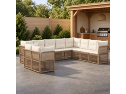 Vidaxl Conjunto De Sofá De Jardim 10 Unid. Bege Vime Pe