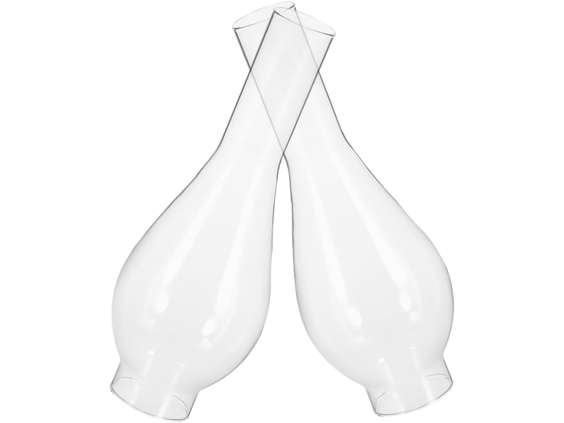 Conjunto De 2 Abajures Vintage De Vidro Transparente Para Lâmpadas A Querosene Ou Óleo