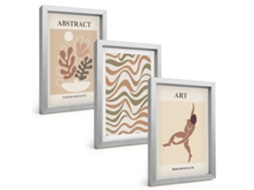 Um Conjunto De Imagens Decorativas Em Uma Moldurapadrões Boho Abstratos Matisse Moldura Prateada Pinturas De Quarto Espelharte (3 Peças 20x30 Cm)