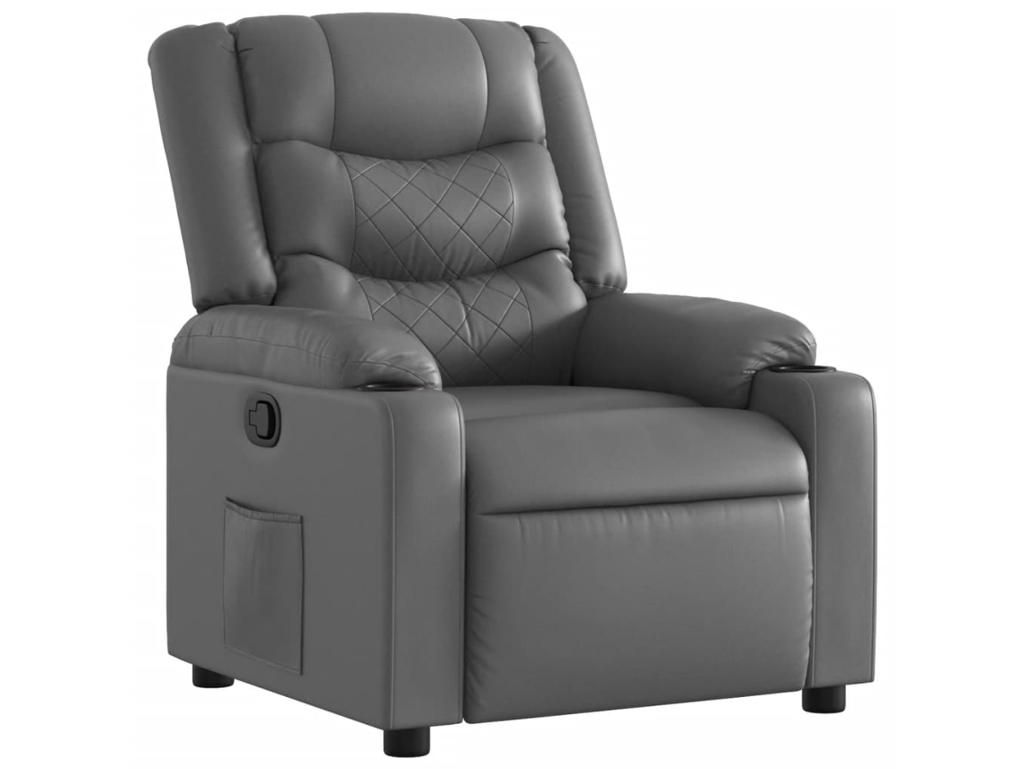 Poltrona reclinável VIDAXL couro artificial cinzento