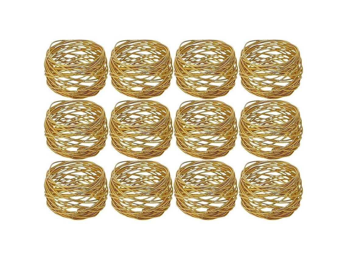 Anéis Para Guardanapos Redondos De Ouro Feitos À Mão, Conjunto De 12 Para Mesa De Jantar E Eventos