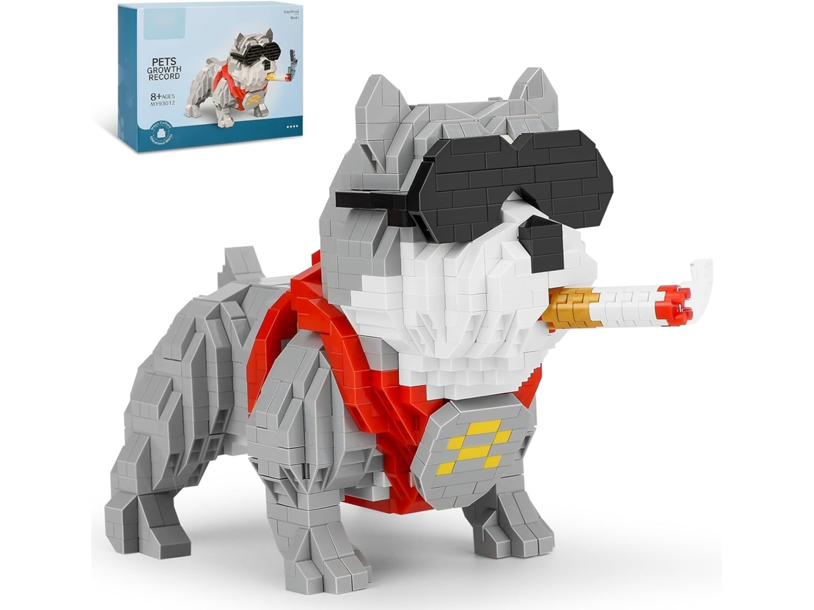 Kit de construção de microblocos Bully Pitbull, brinquedos de construção de microblocos para cães para meninos e meninas, Slowmoose Prese