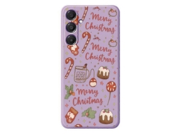 Capa Traseira De Tpu Com Borda Reta Para Samsung Galaxy A16 5g 4g Com Estampa De Feliz Natal E Borda Reta, Roxa