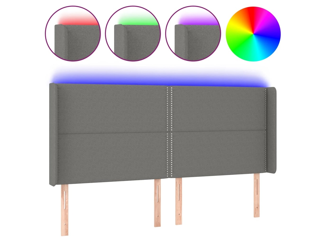 Cabeceira de Cama com Led Tecido Cinza escuro MAISON EXCLUSIVE (183x16x118 cm)
