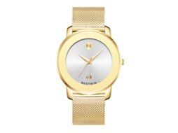 Relógio de Quartzo Masculino MDUG (dourado e Branco Pulseira de Malha)