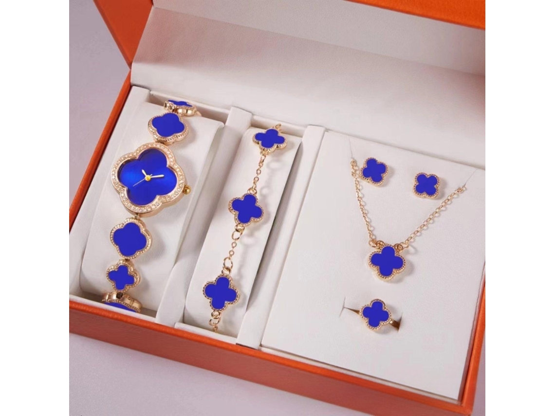 Conjunto de Presente Feminino com Relógio de Pulseira de Malha e Caixa Laranja SPQMENT
