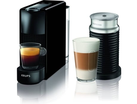Máquina de Café KRUPS Nespresso Essenza Mini XN1118P2 Preto + Batedor de Leite Nespresso Aeroccino