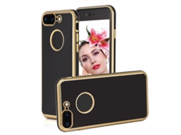 Capa LAXISCREED Iphone 8p Preta Tpu Borda Dourada
