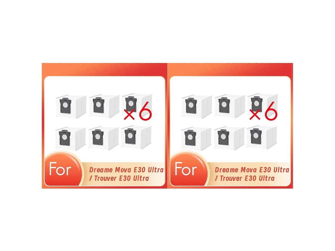 Conjunto De 12 Sacos De Pó Para Aspirador Dreame Mova E30 Ultra / Trouver E30 Ultra - Acessórios Resistentes E De Alta Qualidade
