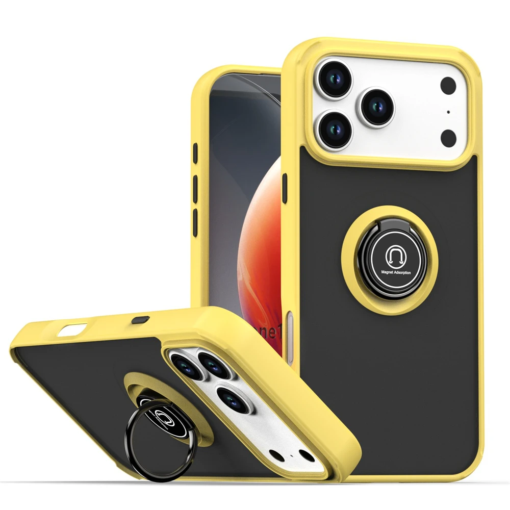 (amarelo, Iphone 16 Plus) Capa Com Anel Magnético – Toque Confortável, Proteção De Lente Resistente A Impactos