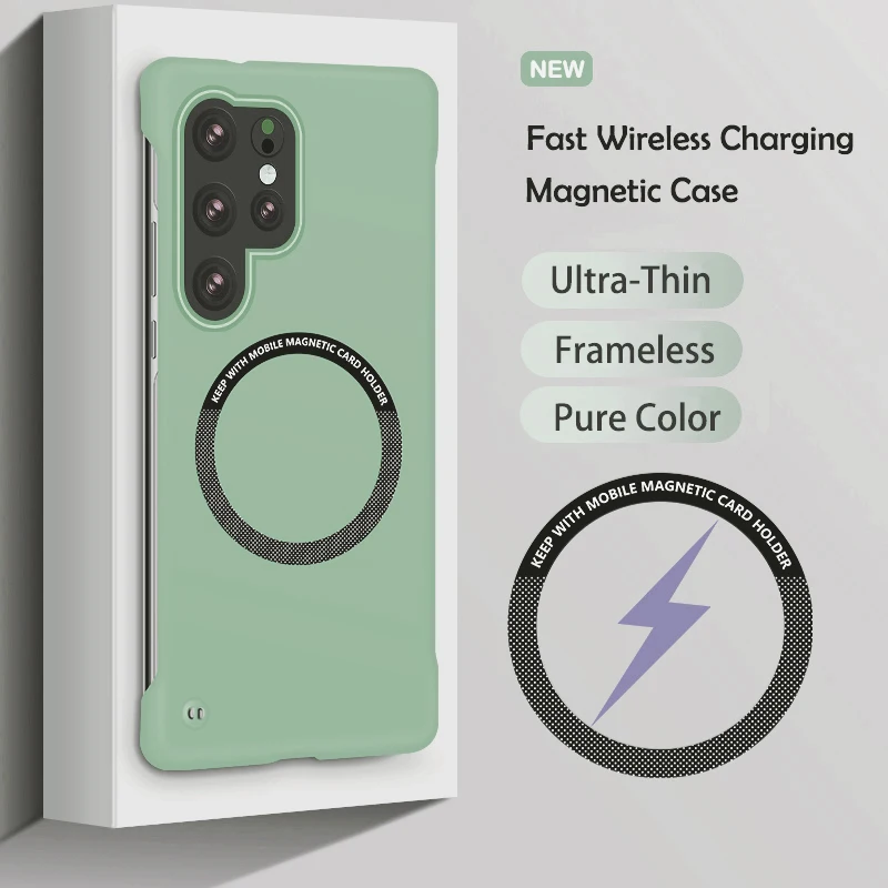 (verde Claro, Galaxy S24) Capa Magnética Para Celular Sem Moldura, Design Ultrafino Em Cor Sólida, Compatível Com Magsafe.