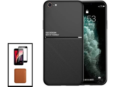 Kit Capa Magnética Anti Choque + Carteira + Película iPhone SE 2022 G4M Preto