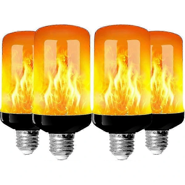 Kit com 4 Lâmpadas Led de Efeito Chama Base E27 4w, 4 Modos de Iluminação, Decorativas para Ambientes Internos, Casa, Jardim e Festas BRILVIBERA