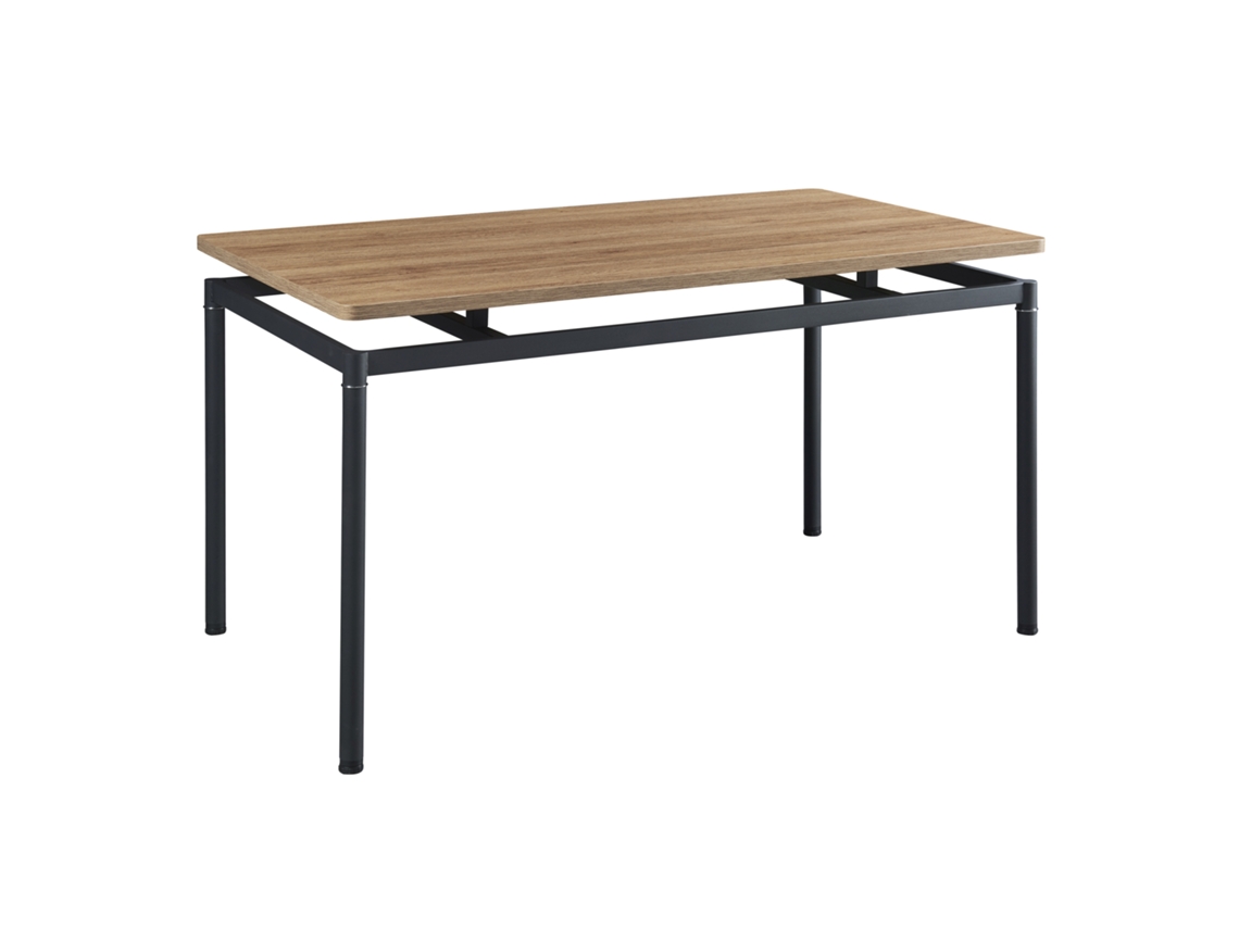 Mesa de Jantar Hemnes Retangular 6 Pessoas Aço Mdf 140X80X75 Cm Efeito Carvalho Preto [EN.CASA]