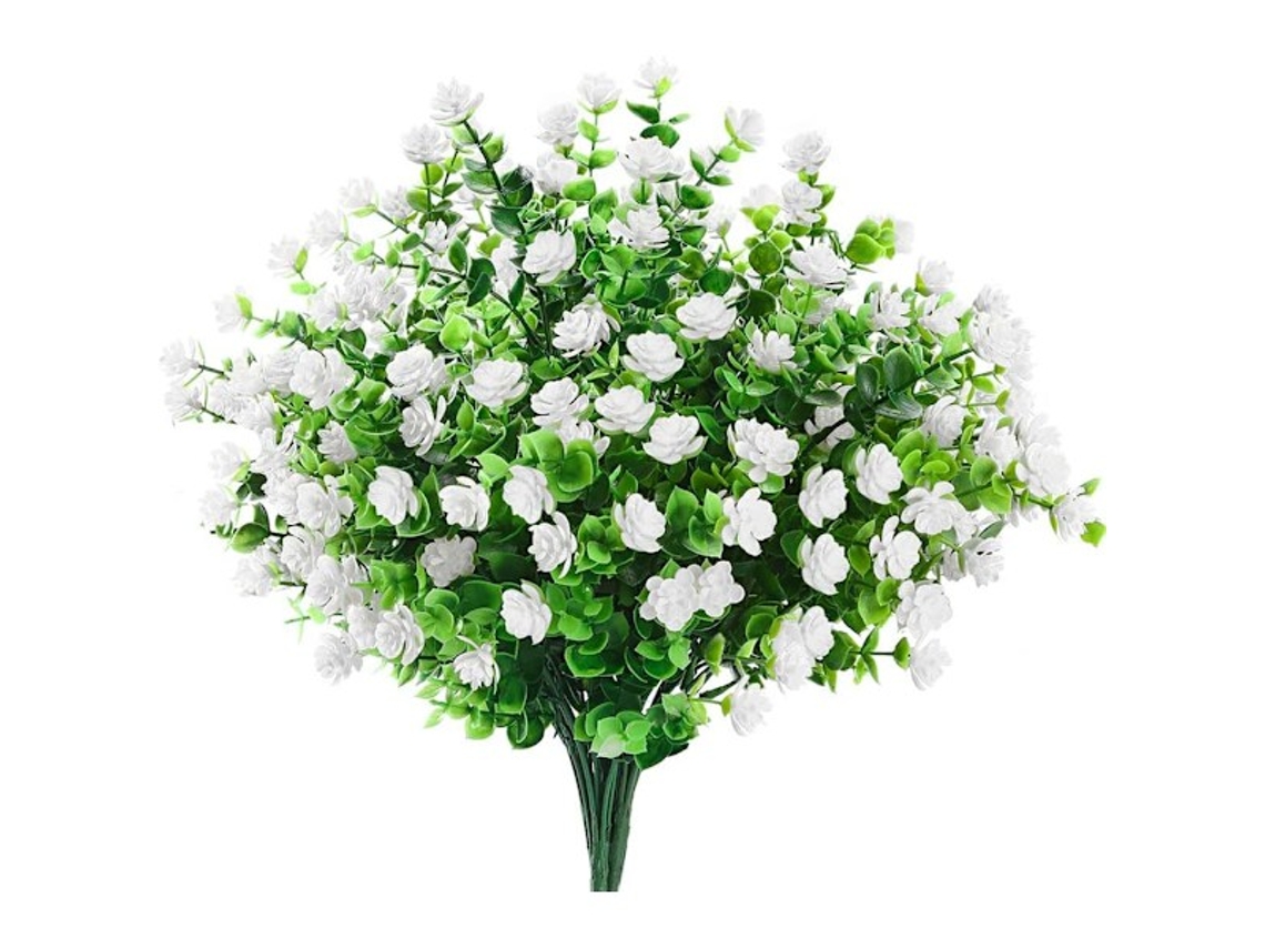 Arranjo de Flores Artificiais para Decoração de Exteriores, Resistente a Uv, Plantas Artificiais de Plástico Que Não Desbotam AQUAFORGE