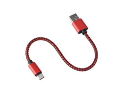 Cabo de Dados Type c Vermelho Trançado em Nylon 25cm Transferência de Dados e Carregamento Rápido EOOCOO