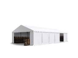 Tanque de armazenamento impermeável de PVC 750 N de 6 x 12 m com base reforçada, branco, com porta para ferramentas