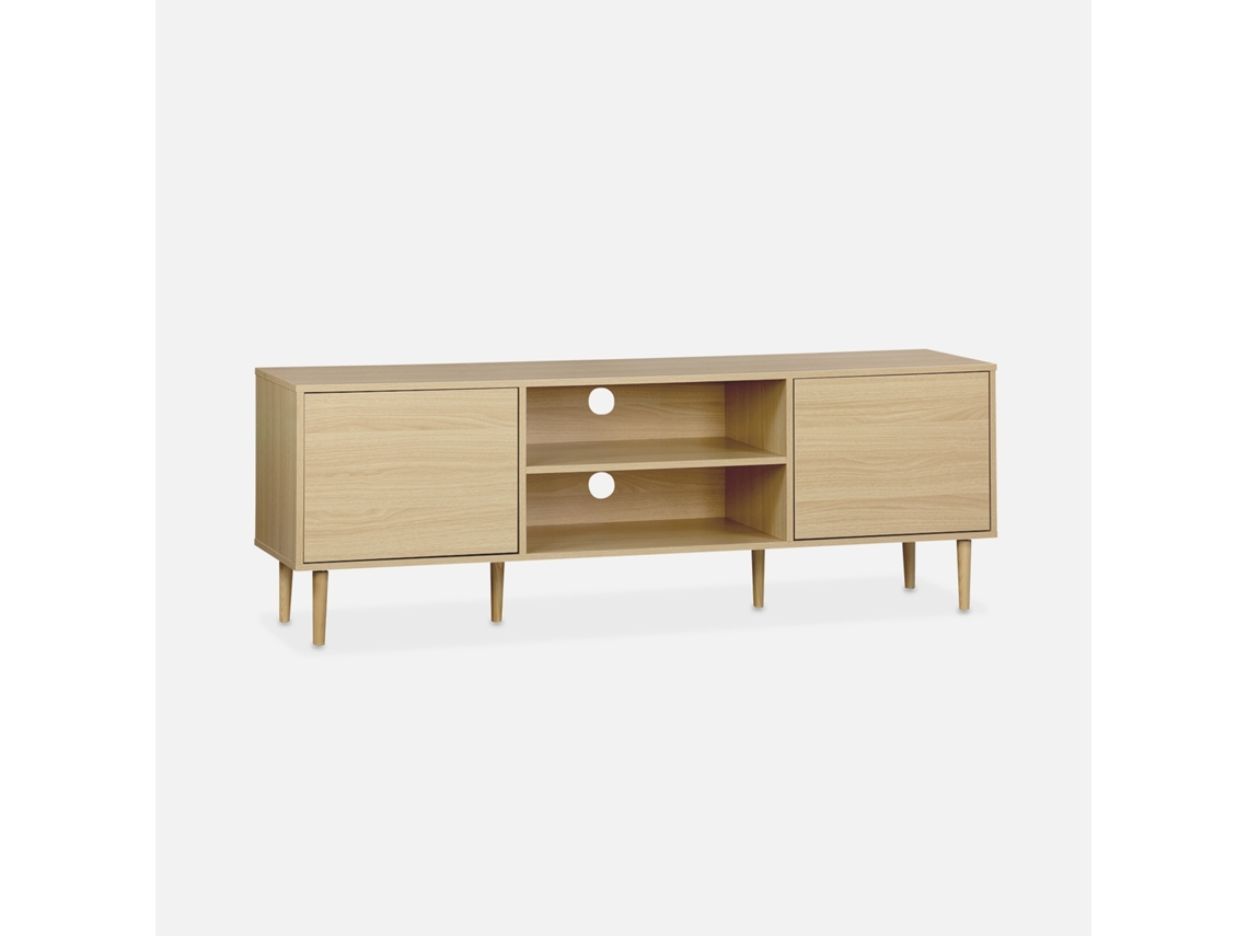 Móvel de Tv com Efeito Madeira e 2 Portas 160Cm Natural SWEEEK