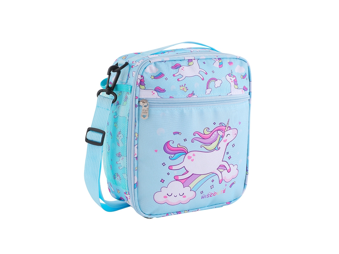Nova Lancheira Escolar, Bolsa Bento com Estampa de Unicórnio (feminina) MDUG (azul)
