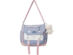 Mochila Escolar Japonesa Kawaii Com Acessórios De Ursinho Canvas Para Adolescentes Meninas
