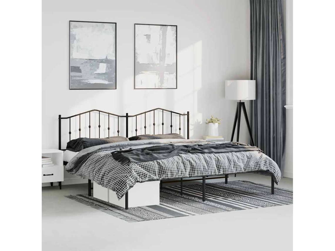 Estrutura De Cama Com Cabeceira 183x213 Cm Metal Preto