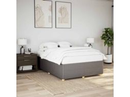 Vidaxl Cama Sem Colchão 160x200 Cm Tecido Castanho acinzentado