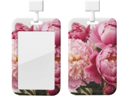 Suporte para Crachá em plástico impermeável com cordão, estampado com peônias, flores e outros desenhos, protetor vertical.