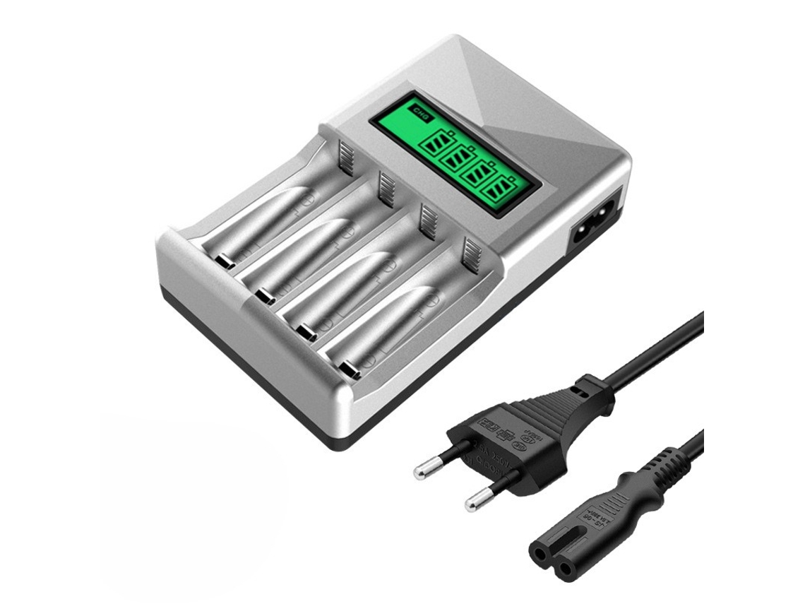 Carregador de Baterias com Quatro Slots e Visor LCD | HEXINYIGJLY