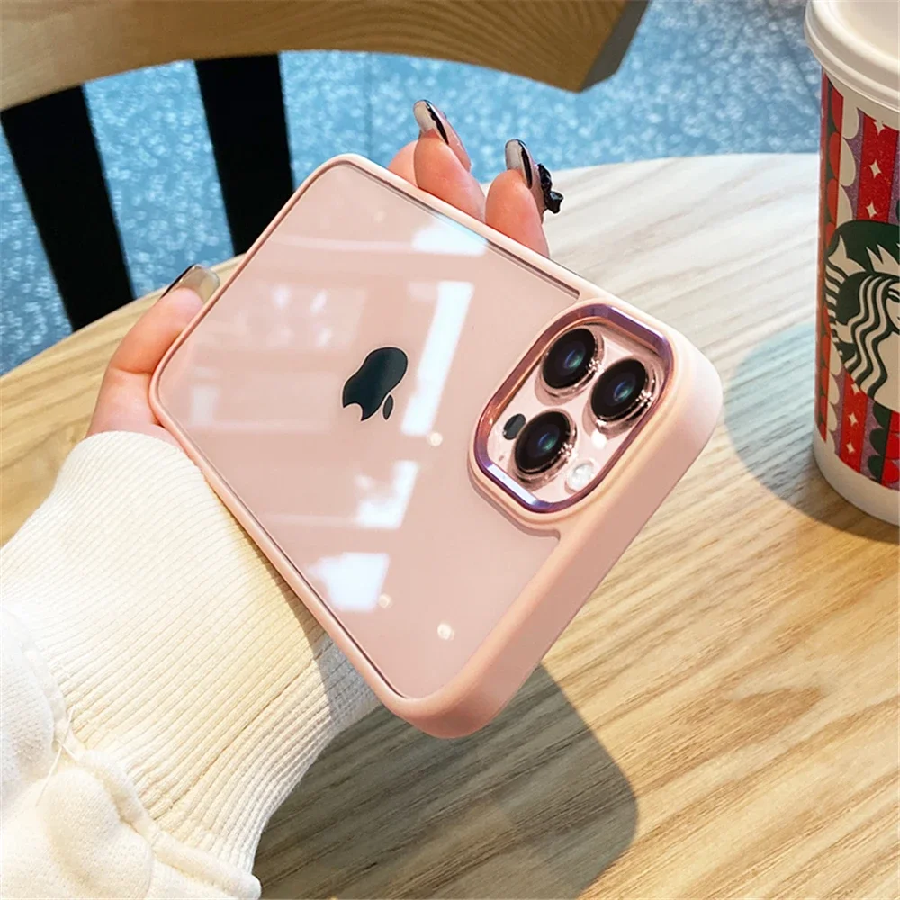 Capa Transparente À Prova De Choque Para Iphone 11 Pro (rosa), Com Moldura Macia E Câmera De Metal.
