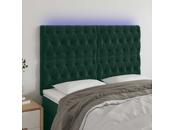 Vidaxl Cabeceira De Cama C/ Led Veludo 160x7x118/128 Cm Verde-escuro