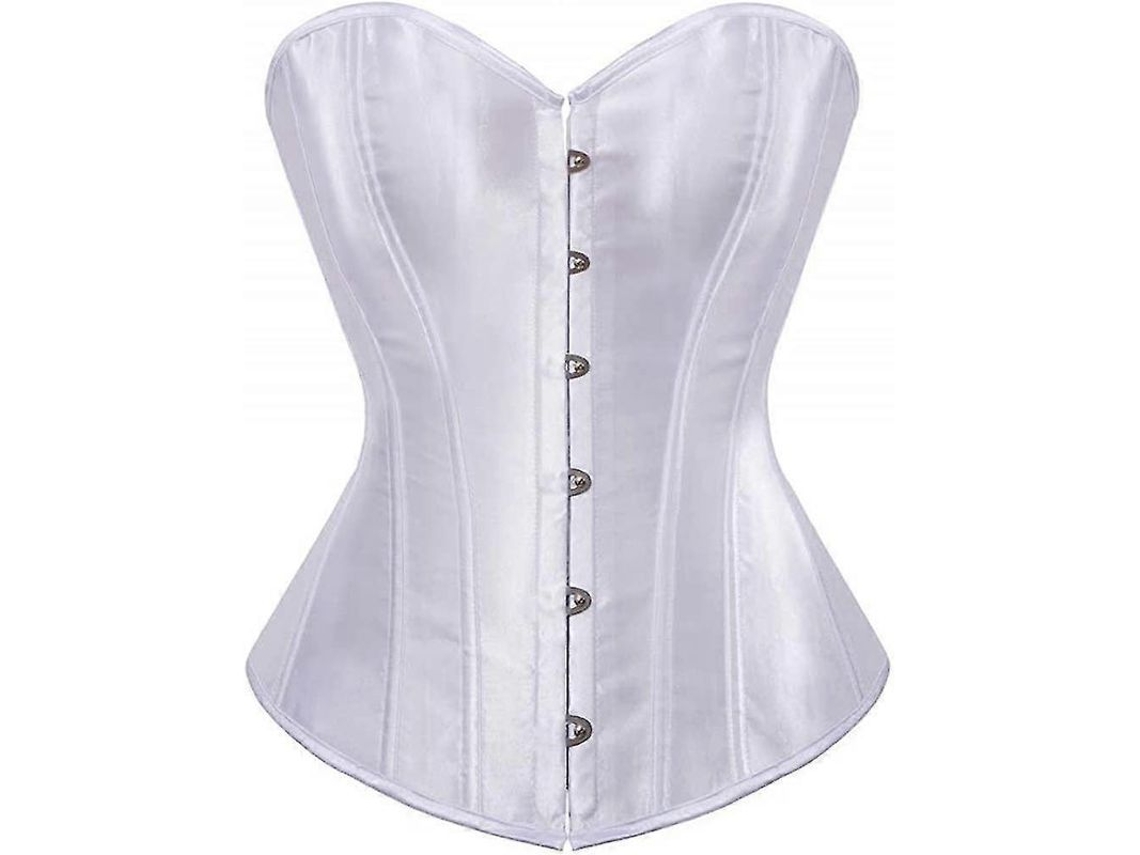 Corset de Seda Steampunk Burlesque com Osso para Lingerie Plus Size Traje de Club e Shapewear Branco