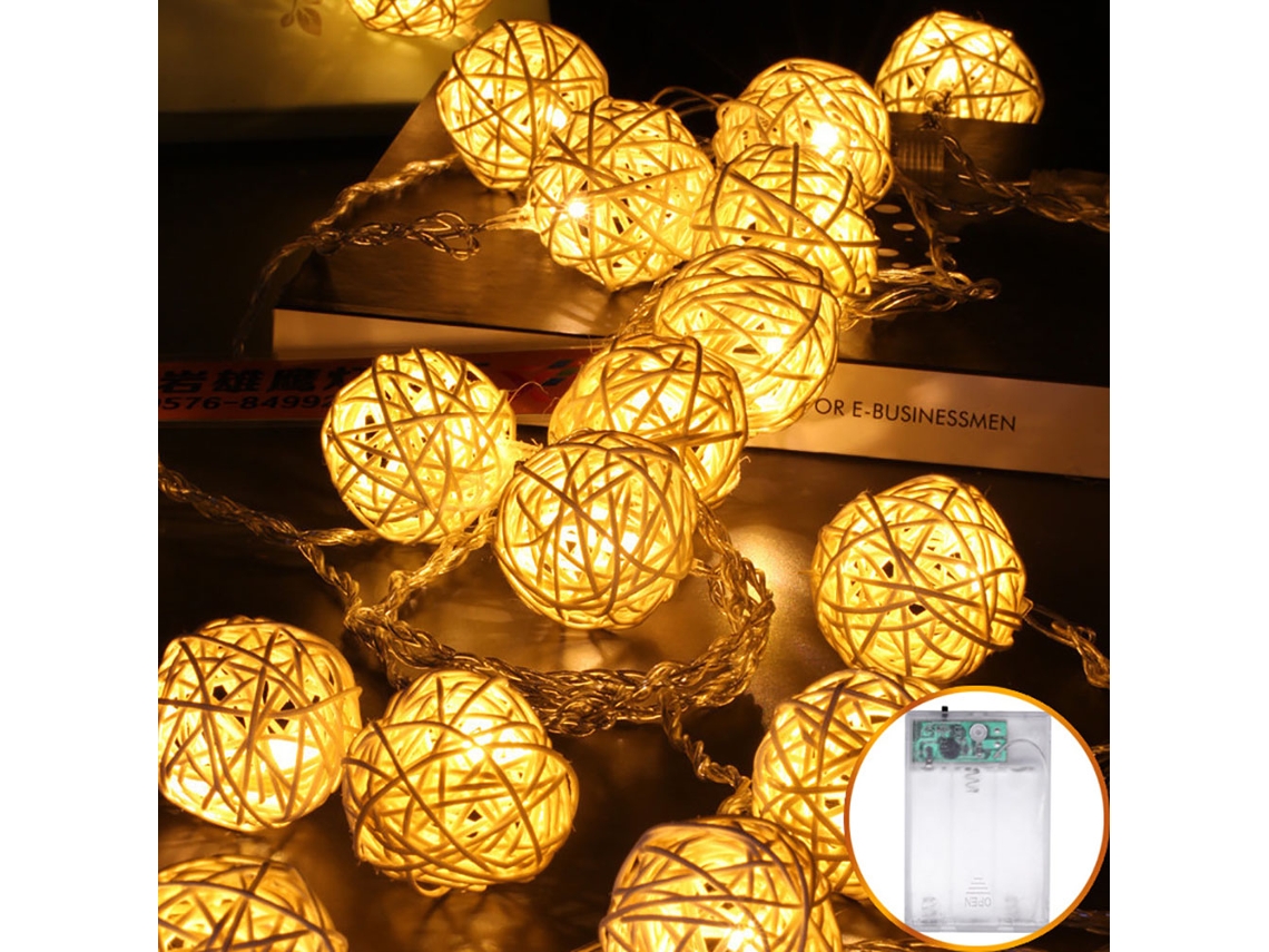 Cordão De Luzes, Em Vime, 20 Leds, Para Festas, Casamentos, Janelas, Árvores E Composição Sazonal