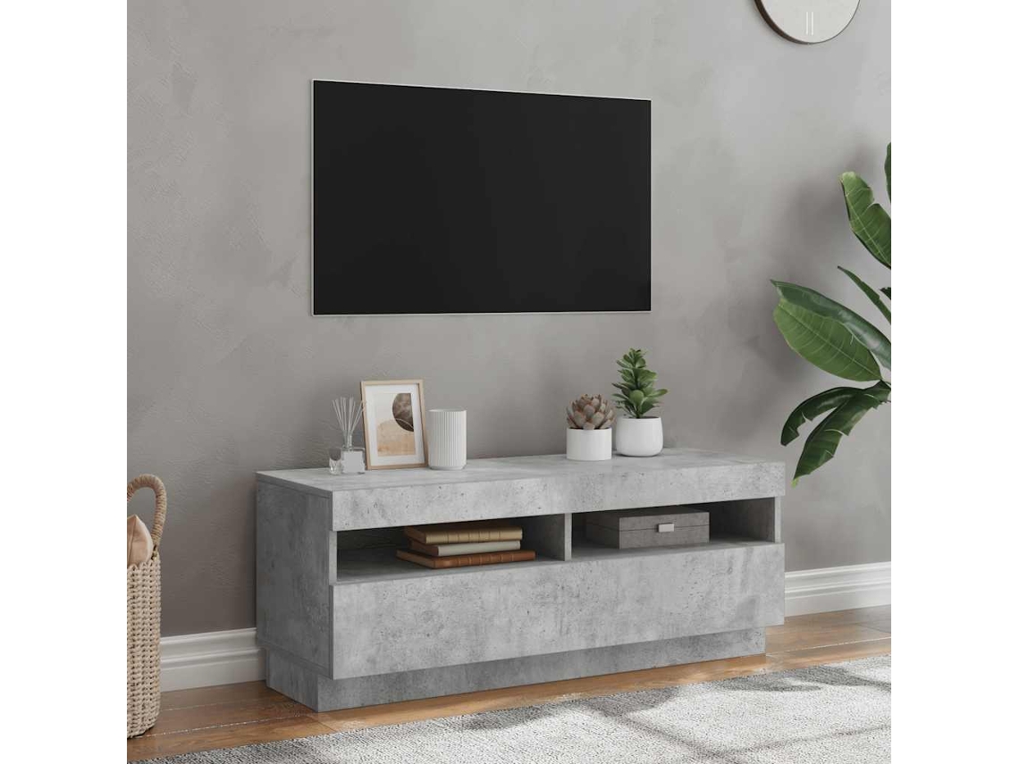 Vidaxl Móvel De Tv Com Luzes Led 100x35x40 Cm Cinzento Cimento
