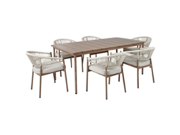 Conjunto De Refeição De Jardim Para 6 Pessoas Beliani Flavia De Alumínio Castanho 185x96x76