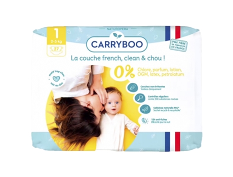 Fraldas Ecológicas Estampadas 27 Fraldas Tamanho 1 2-5 kg CARRYBOO