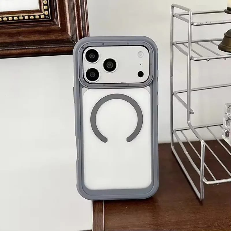 (cinza, Iphone 12) Capa Protetora Magnética Transparente E Espessa 2 Em 1, Compatível Com Carregamento Sem Fio Magsafe.
