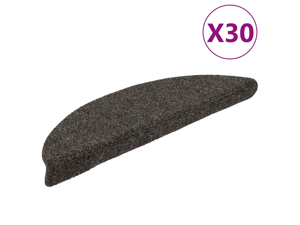 Vidaxl Tapetes De Escada Autoadesivos 30 Peças 56x17x3 Cm Antracite Meia-lua