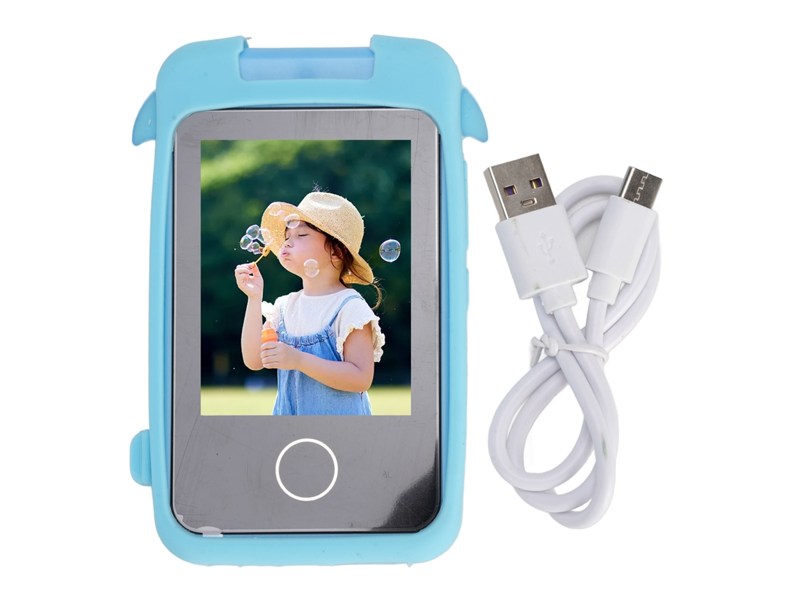 Smartphone infantil 2026 Blue Dolphin com câmera de 48 MP, HD 1080p, tela sensível ao toque de 2,8 polegadas, lente giratória de 180°, jogos e reprodutor de música.