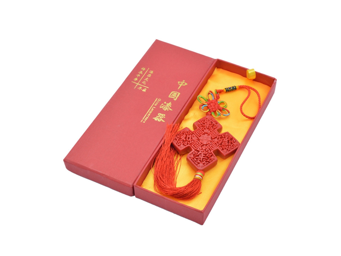 Pingente de Carvão de Lacquer Artesanal com Nó Chinês, Boa Sorte LAXISCREED