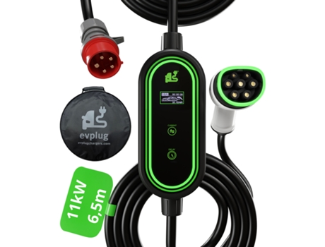 Carregador portátil EVPLUG® para carro eléctrico EV PHEV (Tipo 2 | 6.5m, 11kW | 16A)