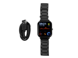 Relógio inteligente à prova d'água IP67 com tela sensível ao toque, bateria recarregável via USB de 230mAh, relógio esportivo multifuncional, preto.