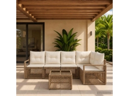 Vidaxl Conjunto De Sofá De Jardim 6 Unid. Bege Vime Pe