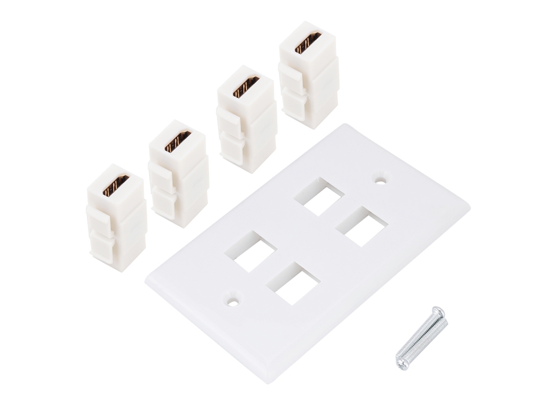 Placa De Parede Hdmi Com 4 Portas Buckle Coupler Cover Para Áudio E Vídeo Hdtv