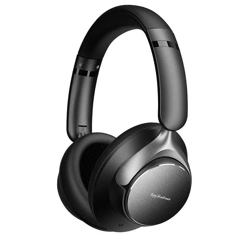 Fones De Ouvido Bluetooth Sem Fio, Com Cancelamento De Ruído Ativo, Graves Potentes E Bateria De Longa Duração, Na Cor Preta Metálica.